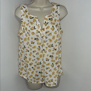 Eden & Olivia Lemon Print Tank Top - White and Yellow